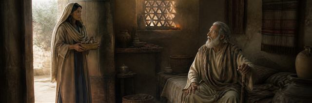 Jeroboam’s disguised wife entering as the blind prophet Ahijah recognizes her